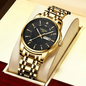 2022 Zlatni sat NIBOSI, muška vodootporan sportski muški sat, najbolji brand luksuznih, gospodo poslovne kvarcni ručni sat 2023