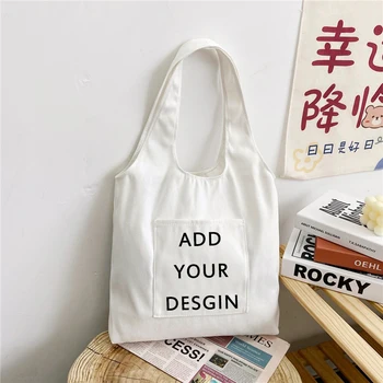 Personalizirano torba-тоут naručiti s logotipom, bijela Torba za kupovinu, trendy ženske холщовые torbe preko ramena, dizajnersku torbu