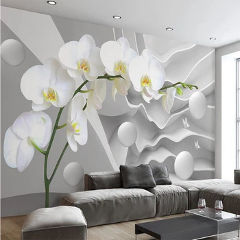 wellyu papel de parede Custom pozadine 3d stereoskopski prostor Phalaenopsis Loptu TV pozadina zida od papier-mache