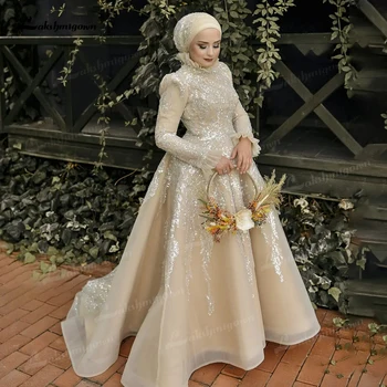 Muslimanski večernja haljina boje šampanjca 2022, luksuzne ženske haljine za svadbene zurke u Dubaiju, arabic večernjih haljina za prom, rekla je Sharon